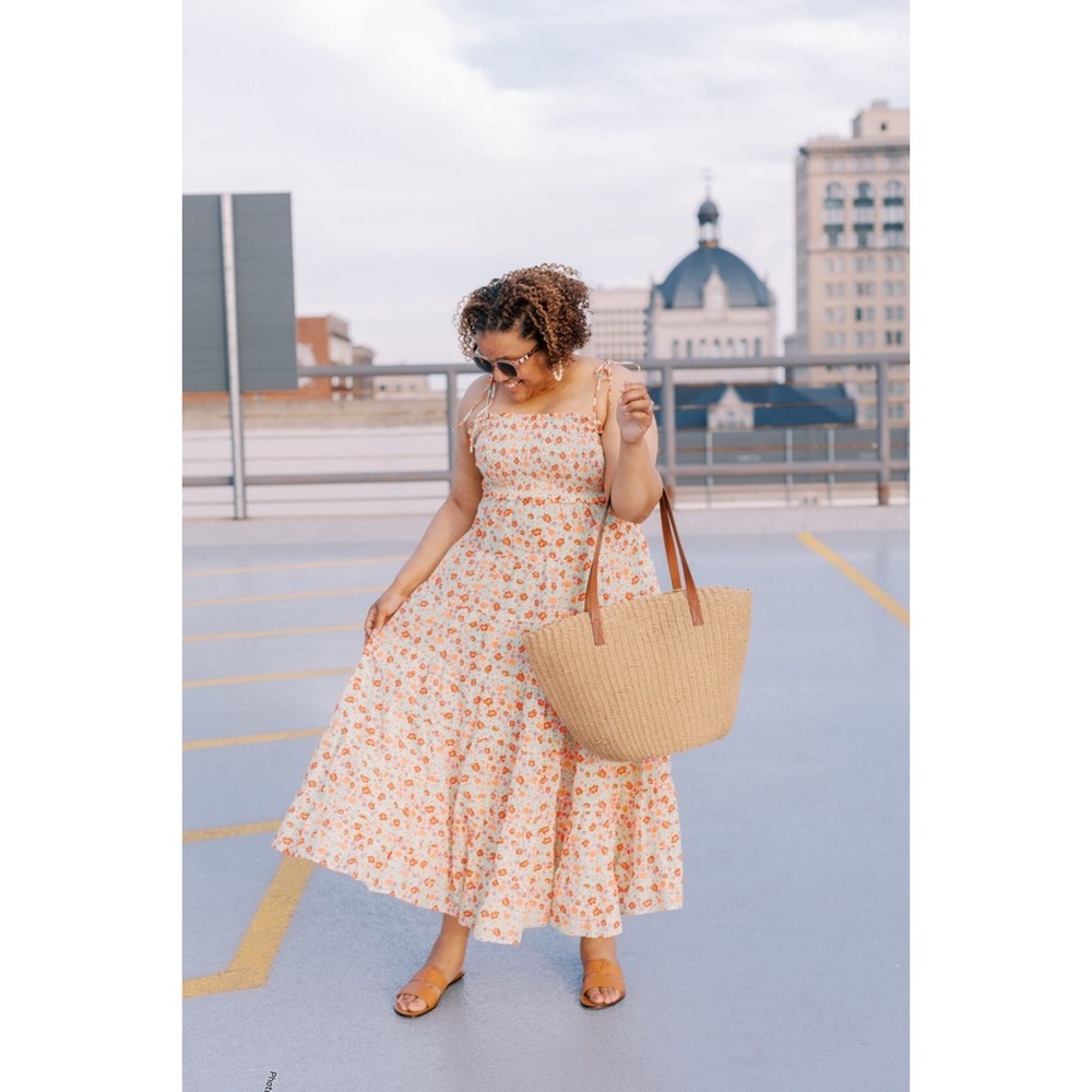 J. Crew Floral Maxi Dress - Cream and Orange